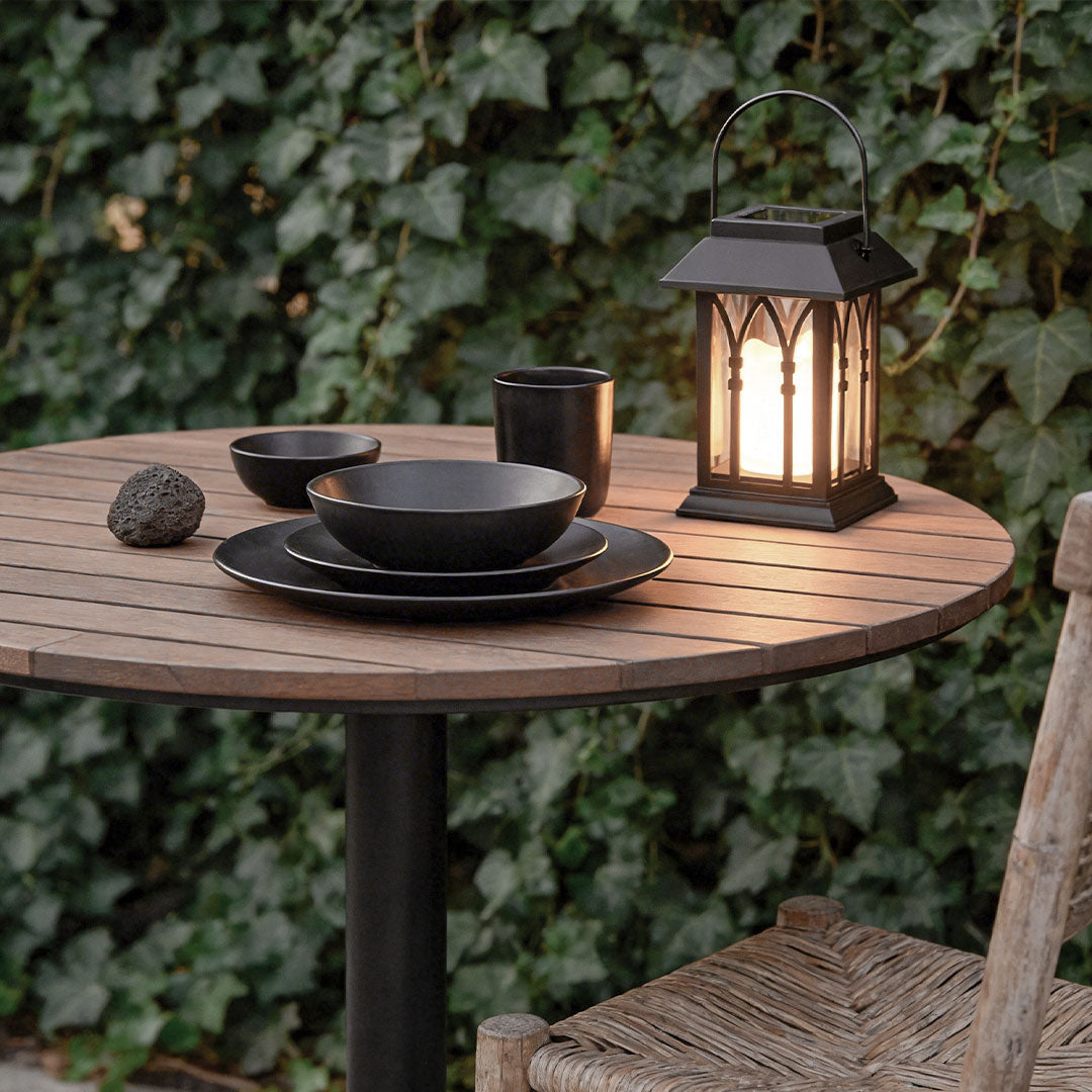Candlestick Lantern Portable LED Black Solar Outdoor Lamp