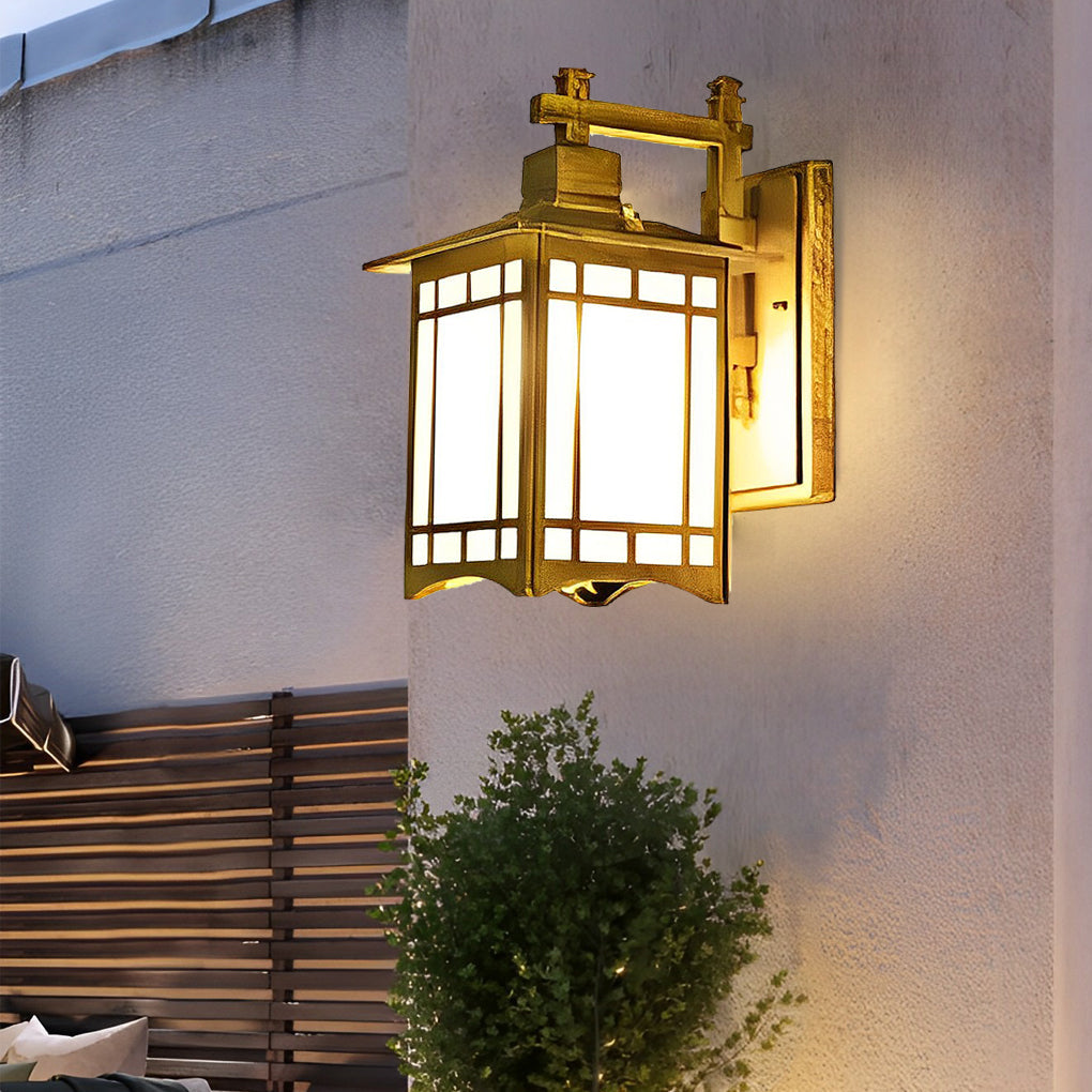 Lantern wall sconce retro LED die-cast aluminum glass lamp