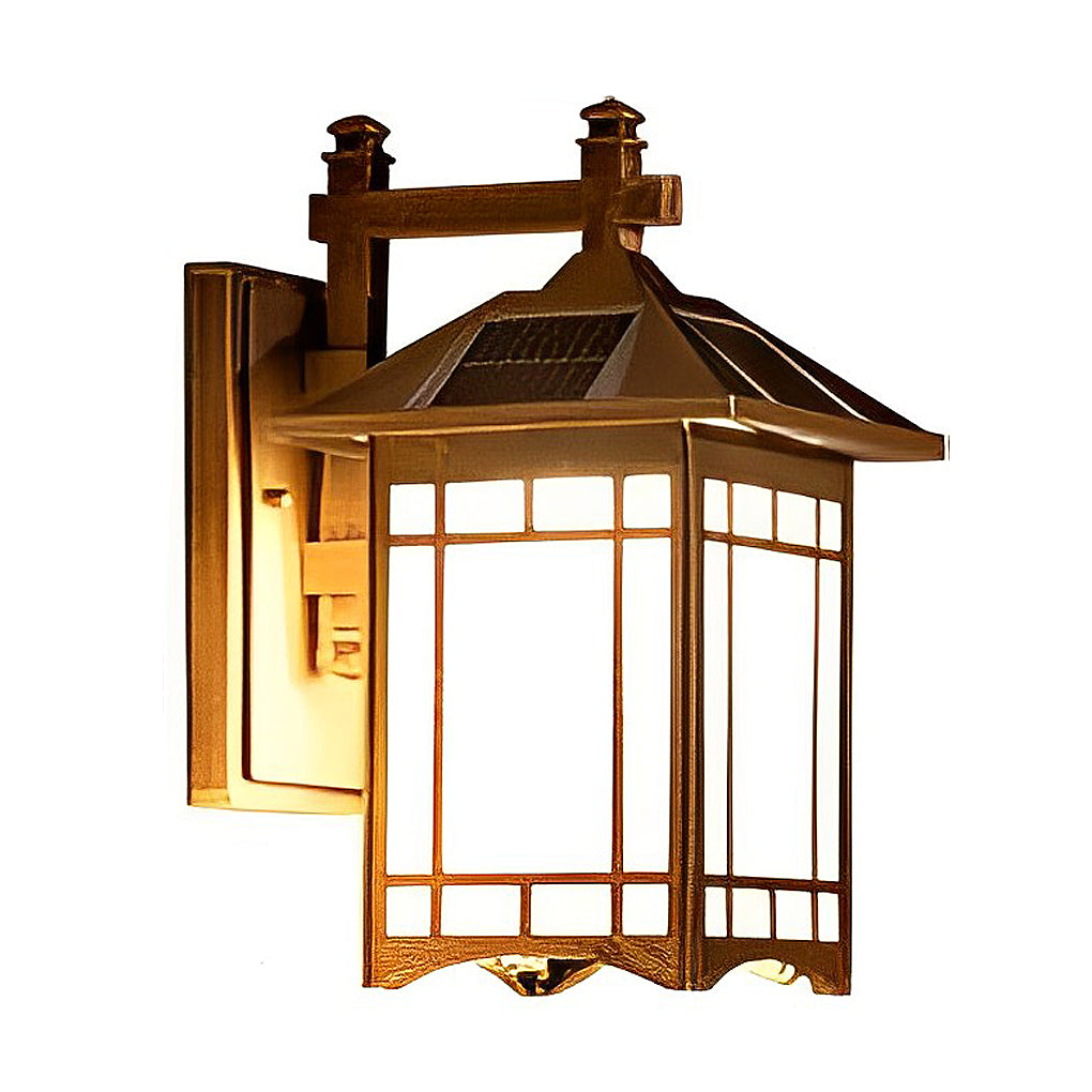 Lantern wall sconce retro LED die-cast aluminum glass lamp