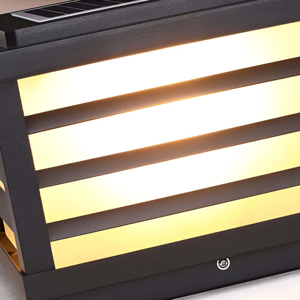 Black Gate Pillar Lights Modern Square Grid LED Light