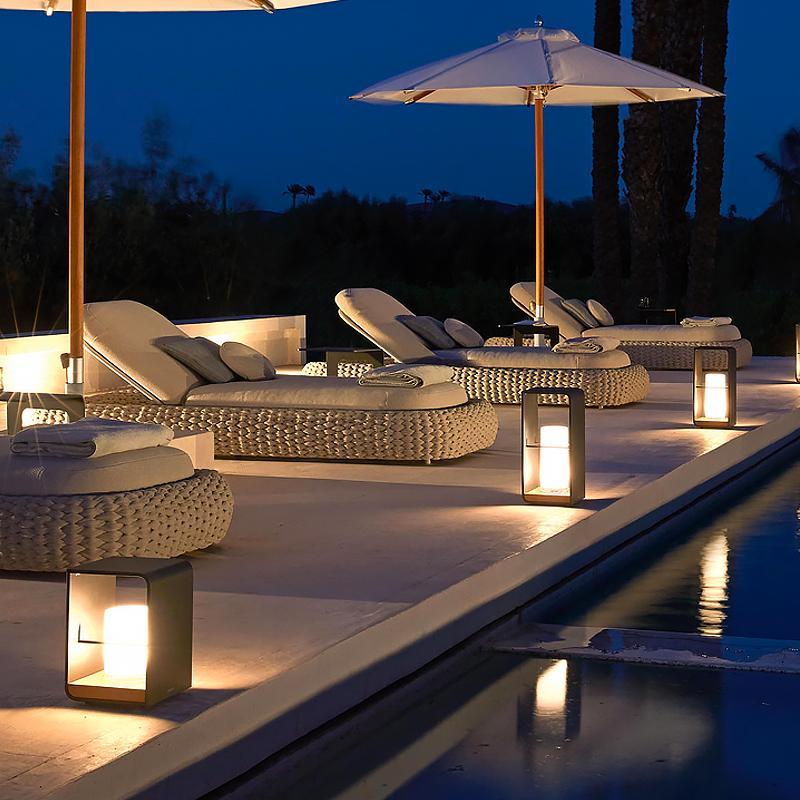 Black Lantern Outdoor Light Rectangular Frame Waterproof Lamp