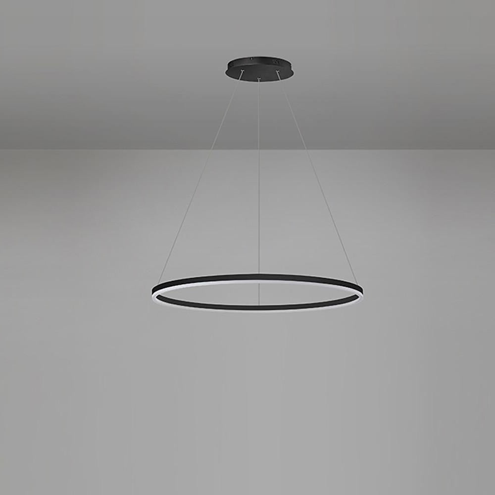 Black LED Ring Chandelier Modern Aluminum Ceiling Light