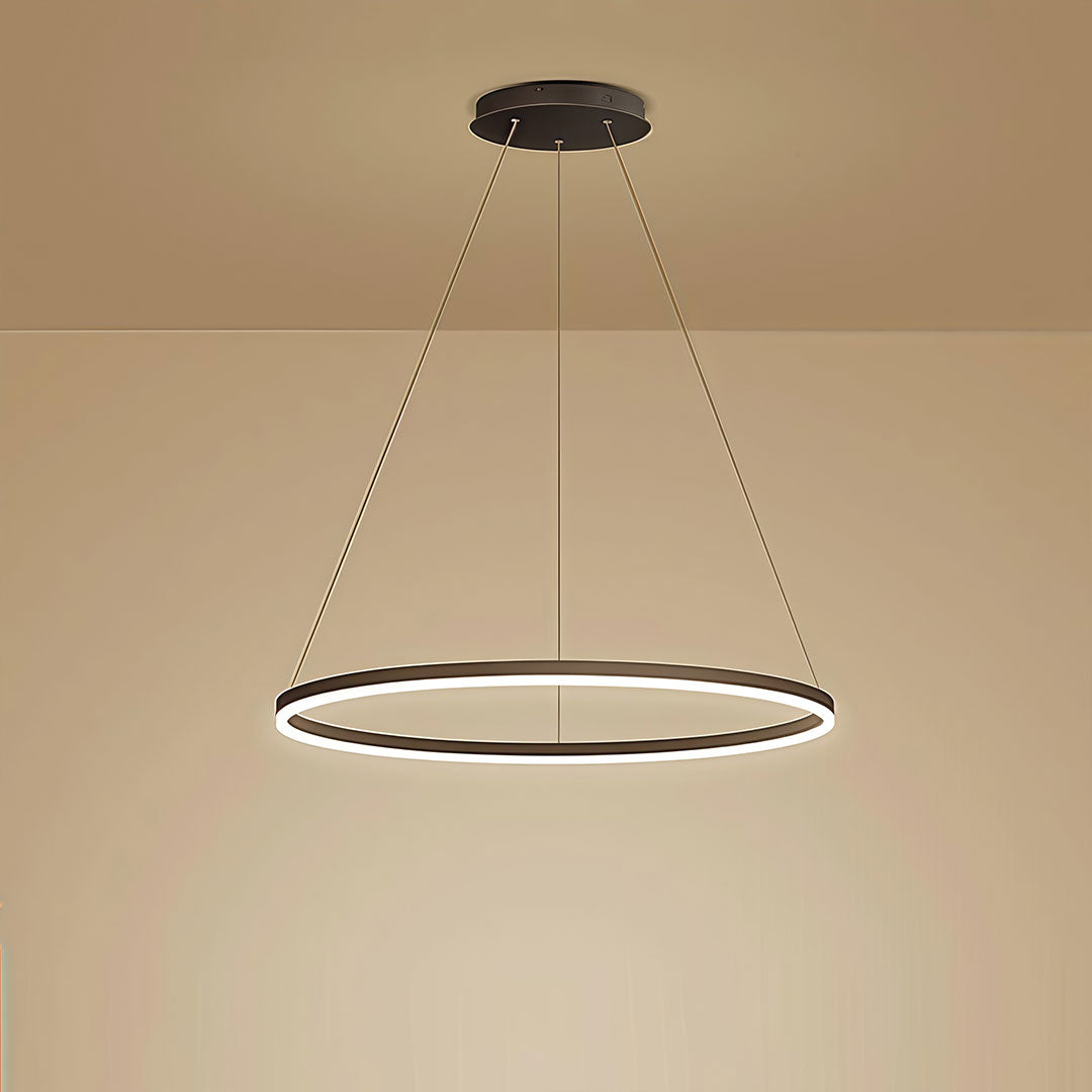 Black LED Ring Chandelier Modern Aluminum Ceiling Light