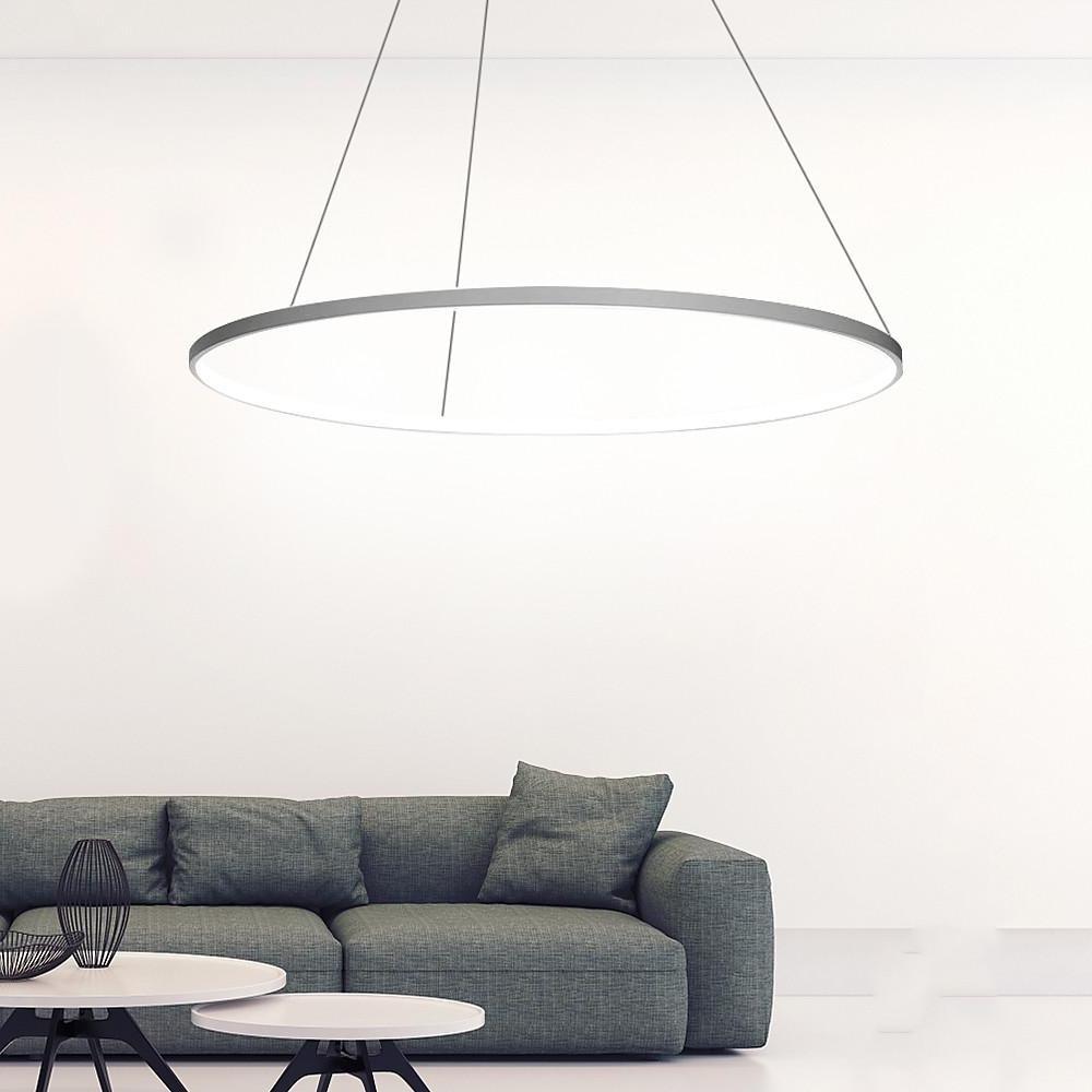Black LED Ring Chandelier Modern Aluminum Ceiling Light