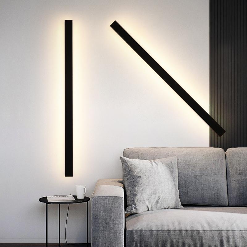 Black Linear Wall Sconce Waterproof Metal Modern LED Outdoor Light