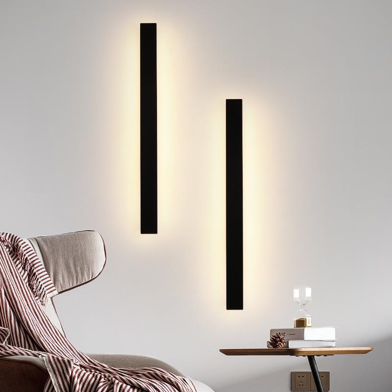 Black Linear Wall Sconce Waterproof Metal Modern LED Outdoor Light