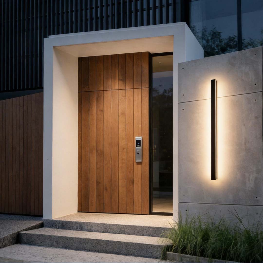 Black Linear Wall Sconce Waterproof Metal Modern LED Outdoor Light