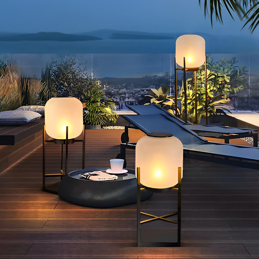 Outdoor Standing Light Lantern LED Metal Floor Lamp