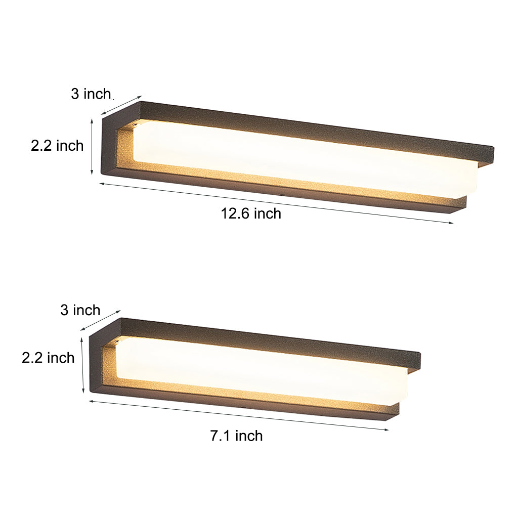 Black Outdoor Porch Lights Rectangular Waterproof Light