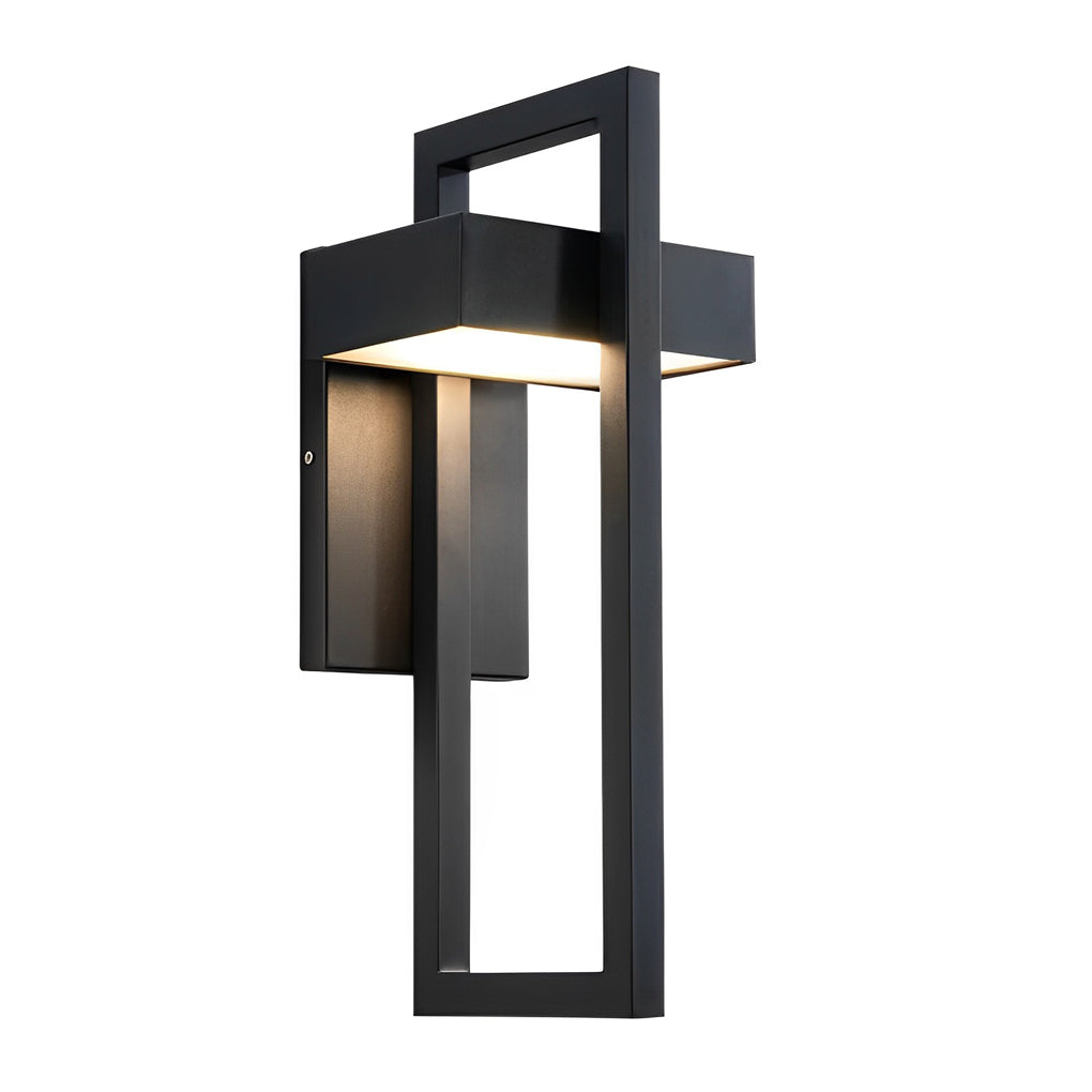 Black Outdoor Wall Sconce Modern Rectangular LED Light
