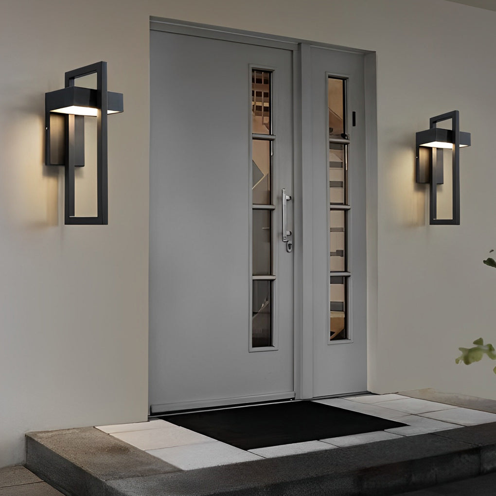 Black Outdoor Wall Sconce Modern Rectangular LED Light