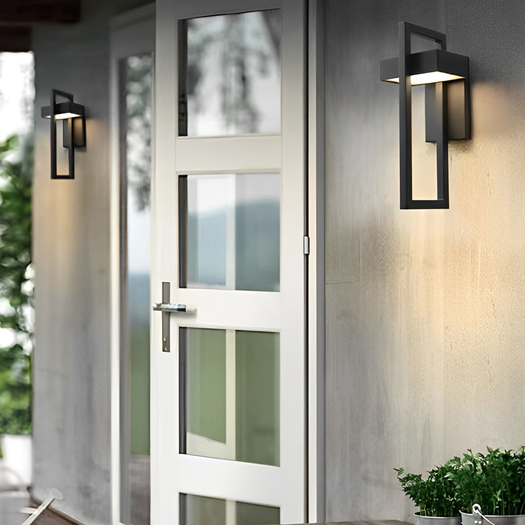 Black Outdoor Wall Sconce Modern Rectangular LED Light