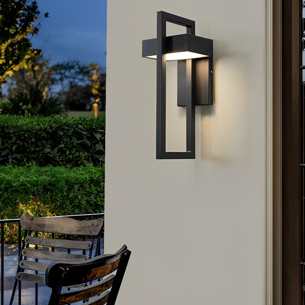 Black Outdoor Wall Sconce Modern Rectangular LED Light