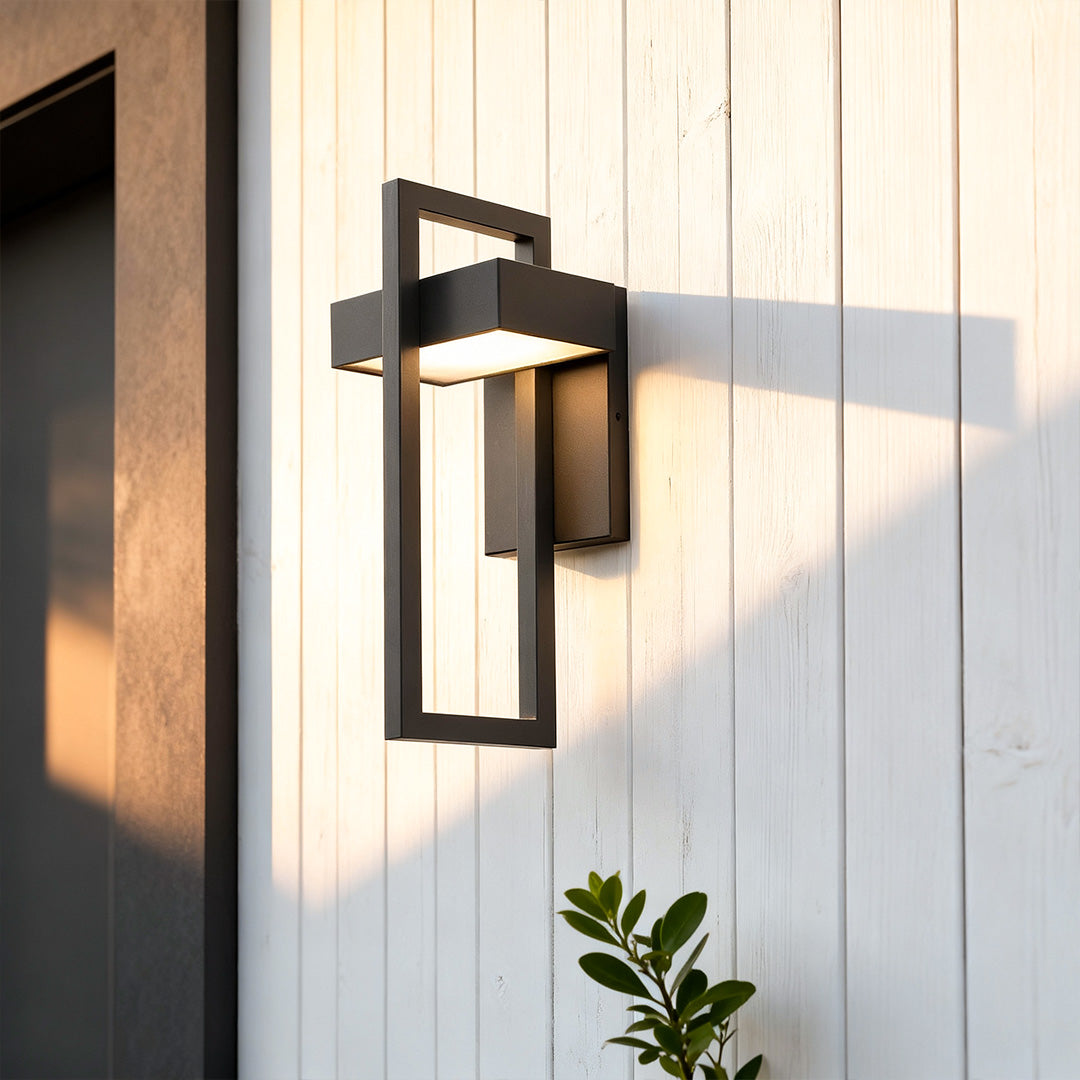 Black Outdoor Wall Sconce Modern Rectangular LED Light