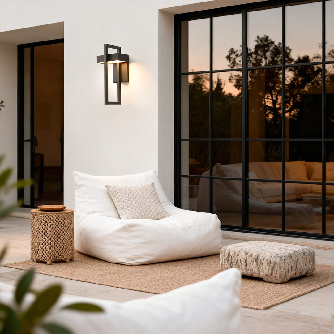 Black Outdoor Wall Sconce Modern Rectangular LED Light