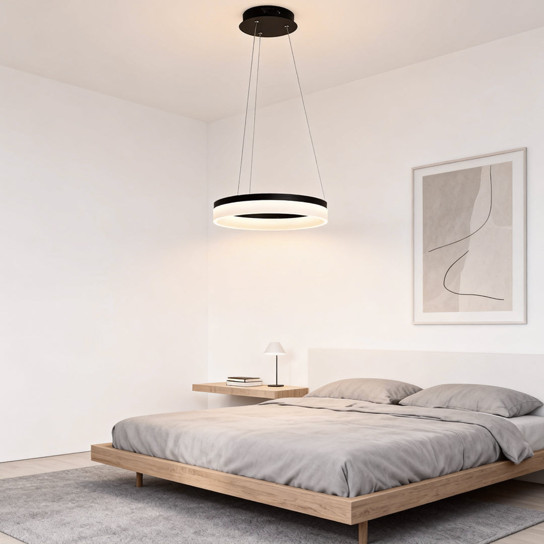 Black Ring Pendant Light Modern Aluminum LED Ceiling Light