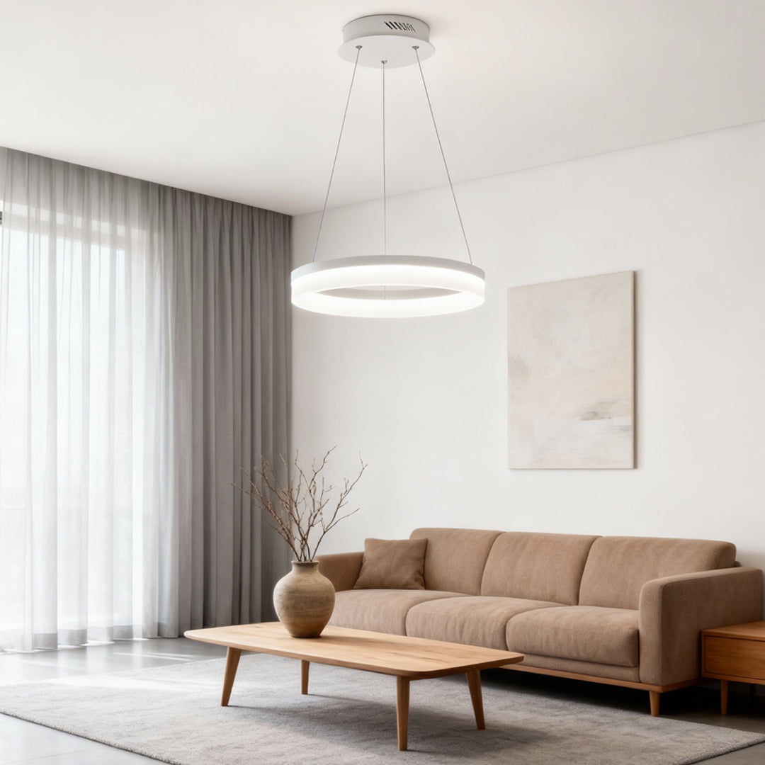 Black Ring Pendant Light Modern Aluminum LED Ceiling Light