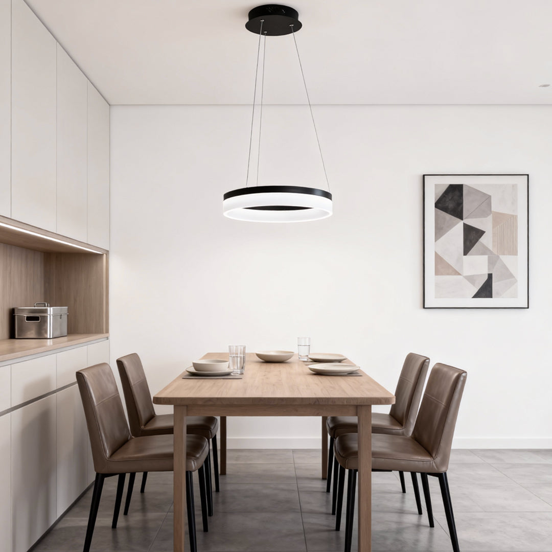 Black Ring Pendant Light Modern Aluminum LED Ceiling Light