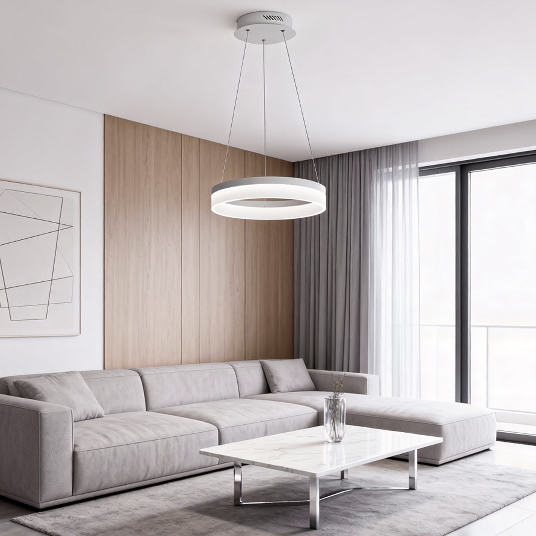 Black Ring Pendant Light Modern Aluminum LED Ceiling Light