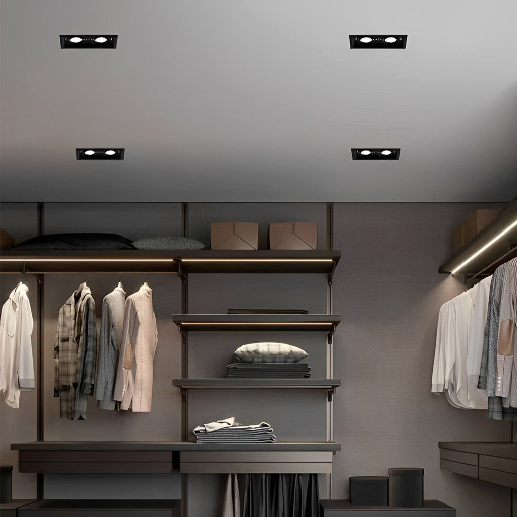 Ceiling Twin Light Rectangular Adjustable Recessed Spotlight