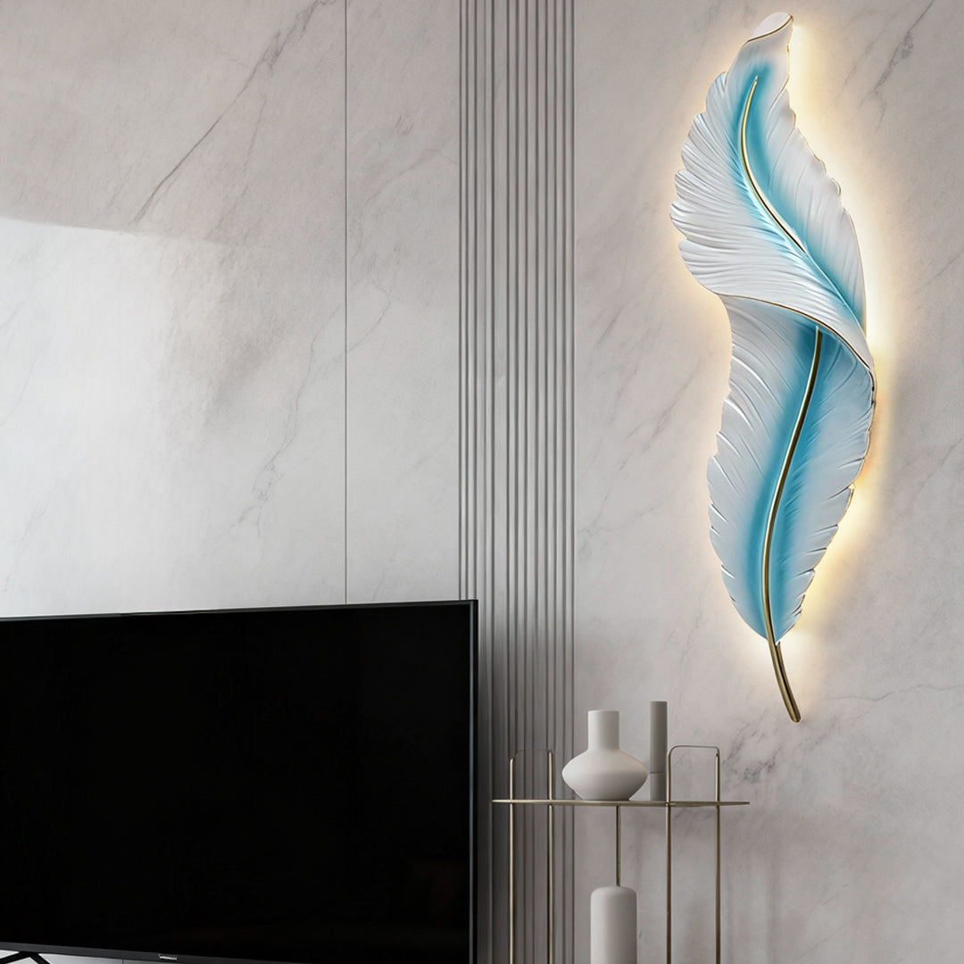 Feather Wall Light Modern Luxury LED White Resin Art Corridor Lamp