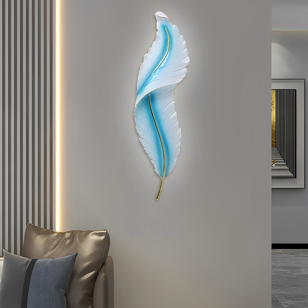 Feather Wall Light Modern Luxury LED White Resin Art Corridor Lamp