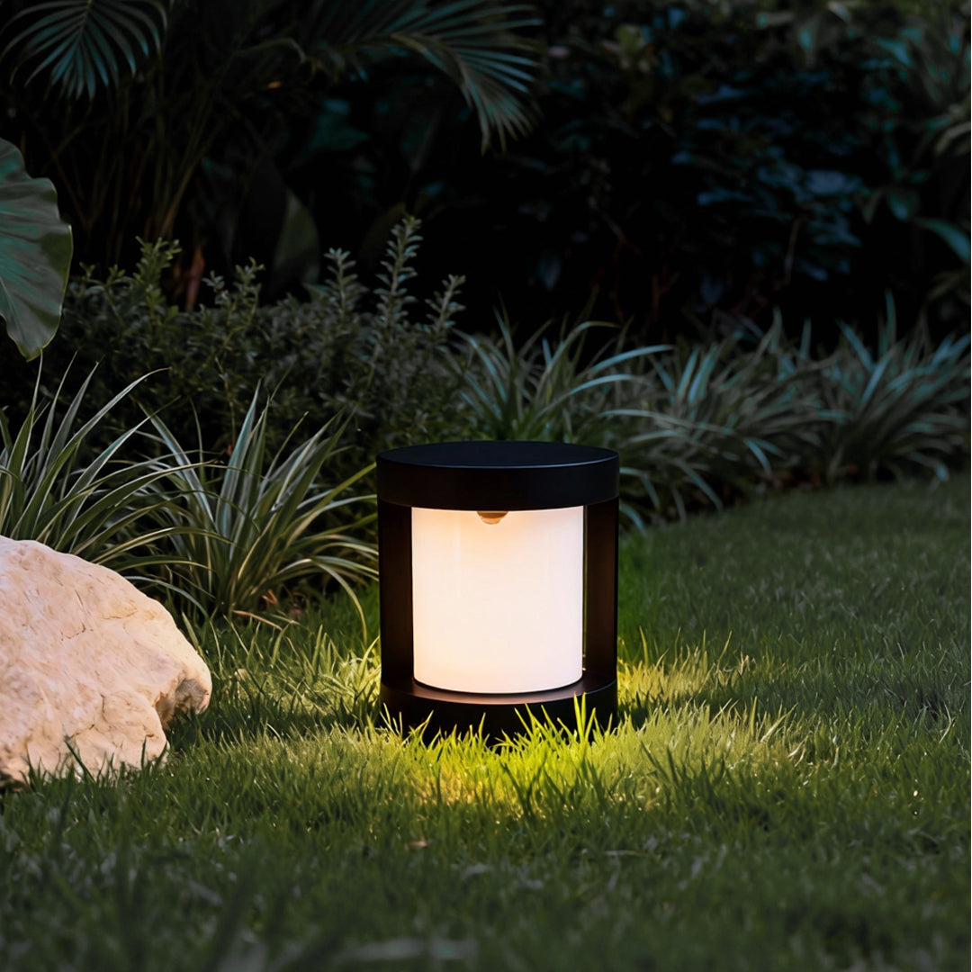 Bollard Landscape Lights Modern Black LED Cylindrical Light