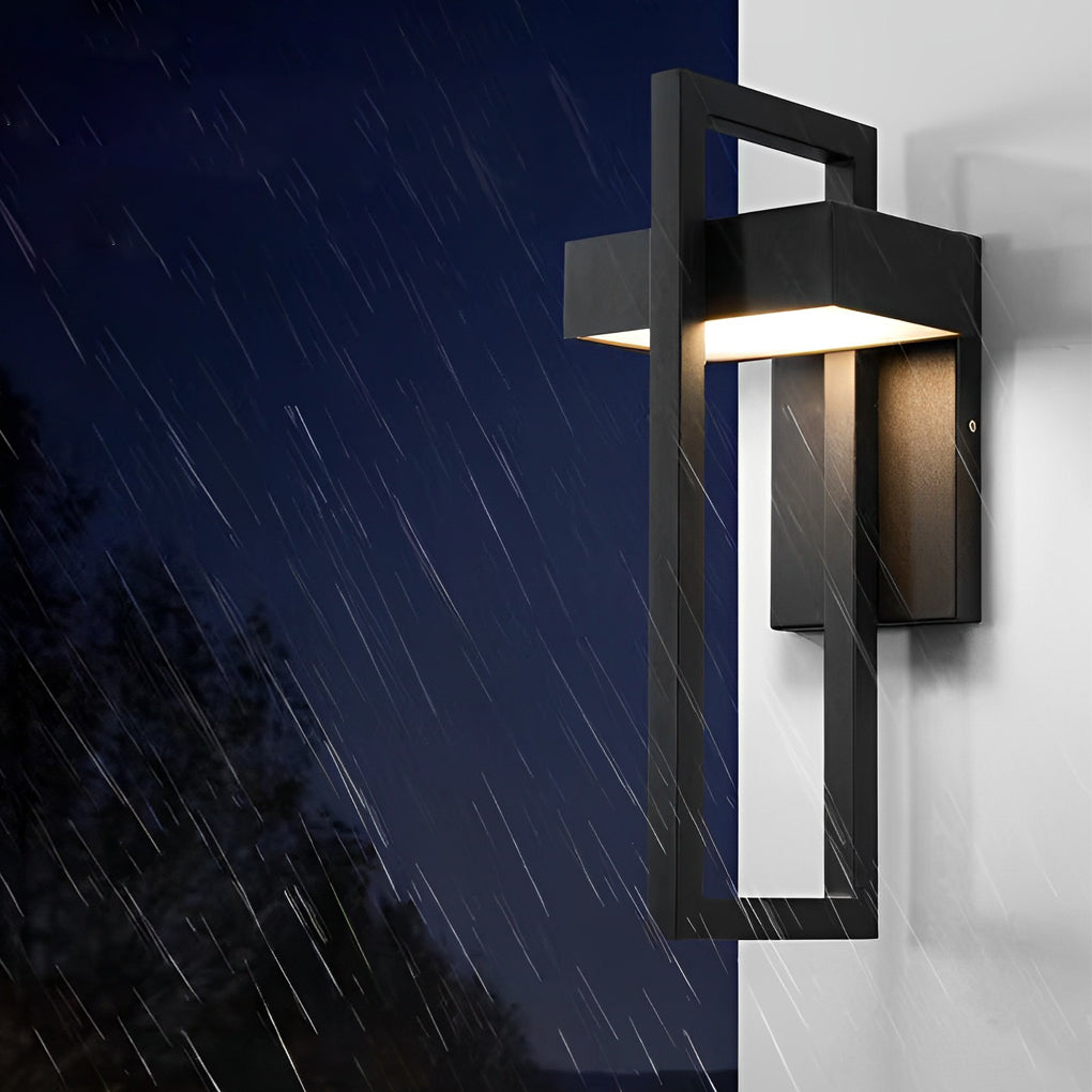 Black Outdoor Wall Sconce Modern Rectangular LED Light