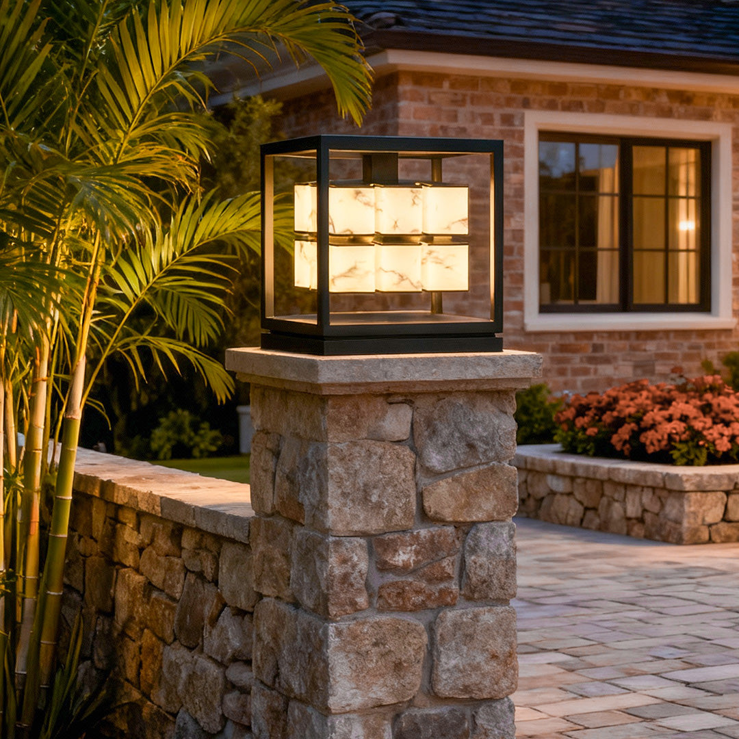 Brick Pillar Solar Lights Square Waterproof Metal Light