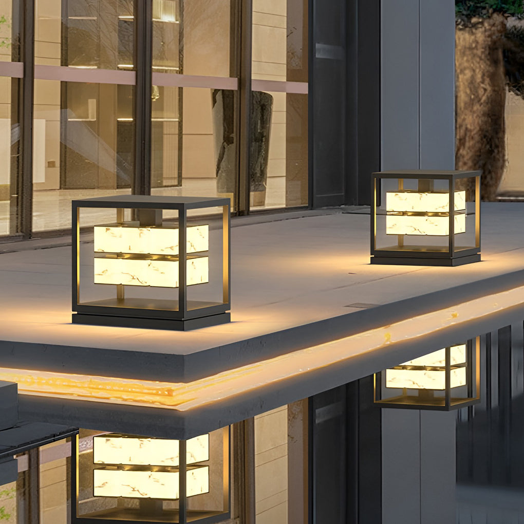 Brick Pillar Solar Lights Square Waterproof Metal Light