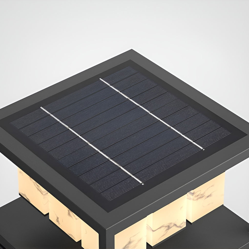 Brick Pillar Solar Lights Square Waterproof Metal Light