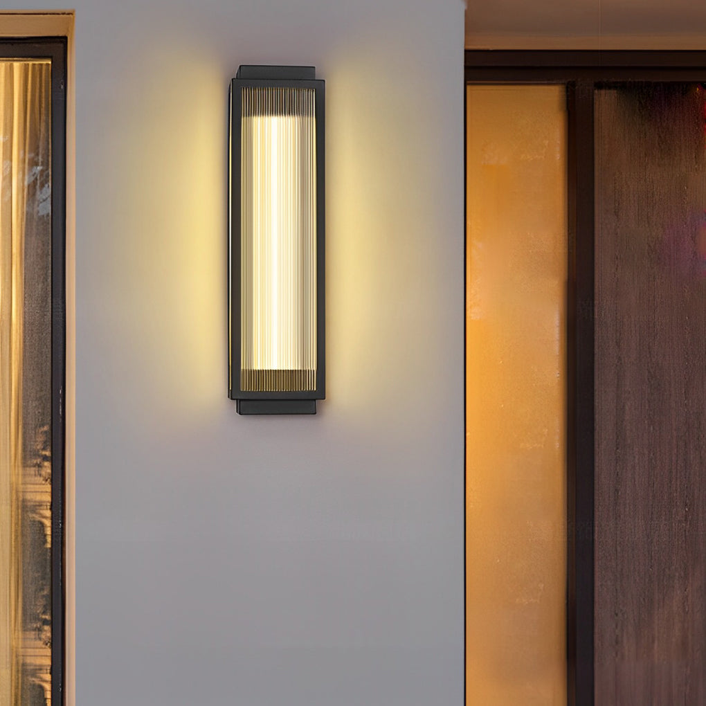 Reeded Glass Light Rectangular LED Modern Outdoor Wall Light