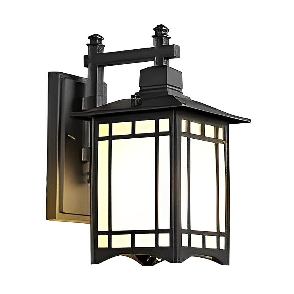 Lantern wall sconce retro LED die-cast aluminum glass lamp