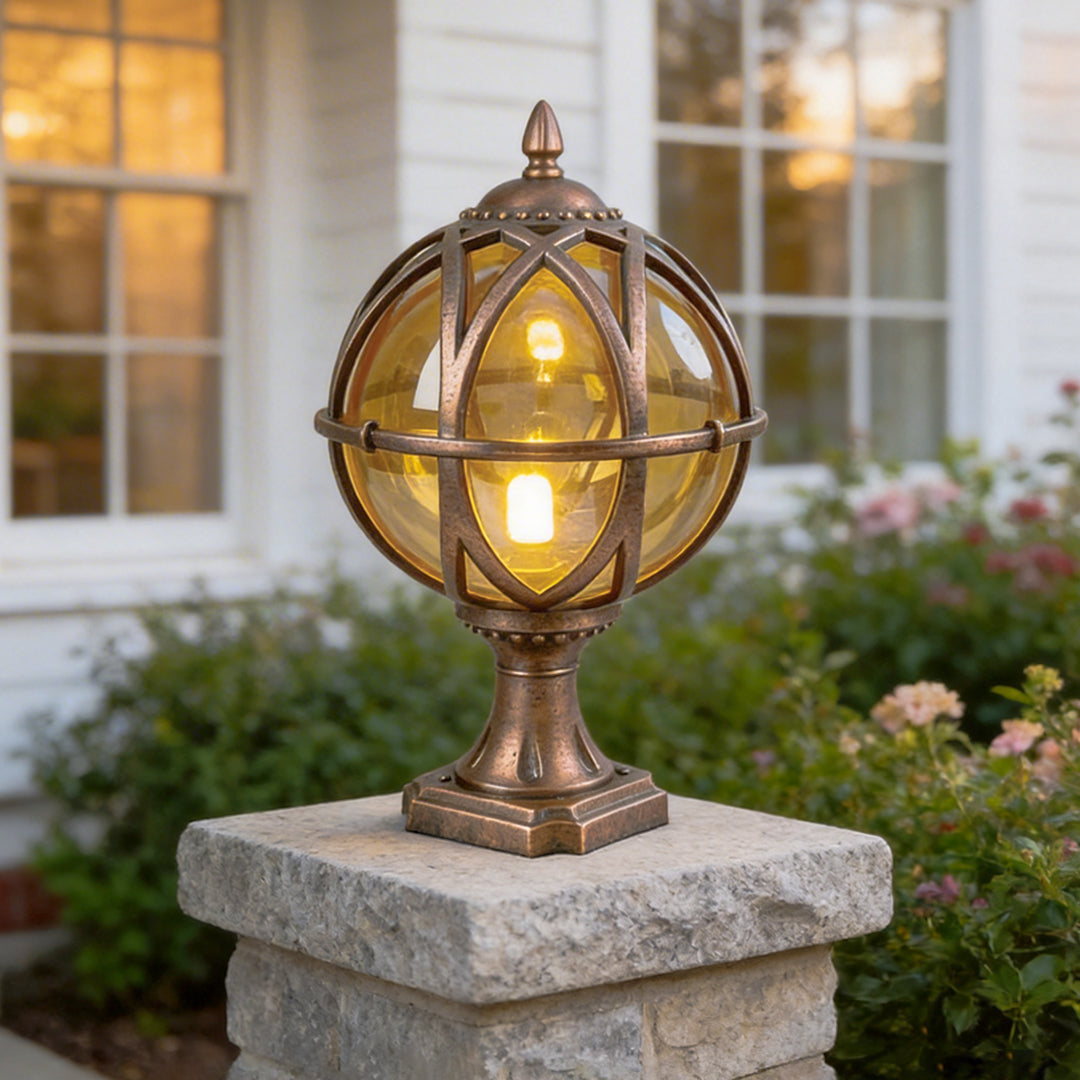 Globe Pillar Lights European Glass Waterproof Outdoor Lamp