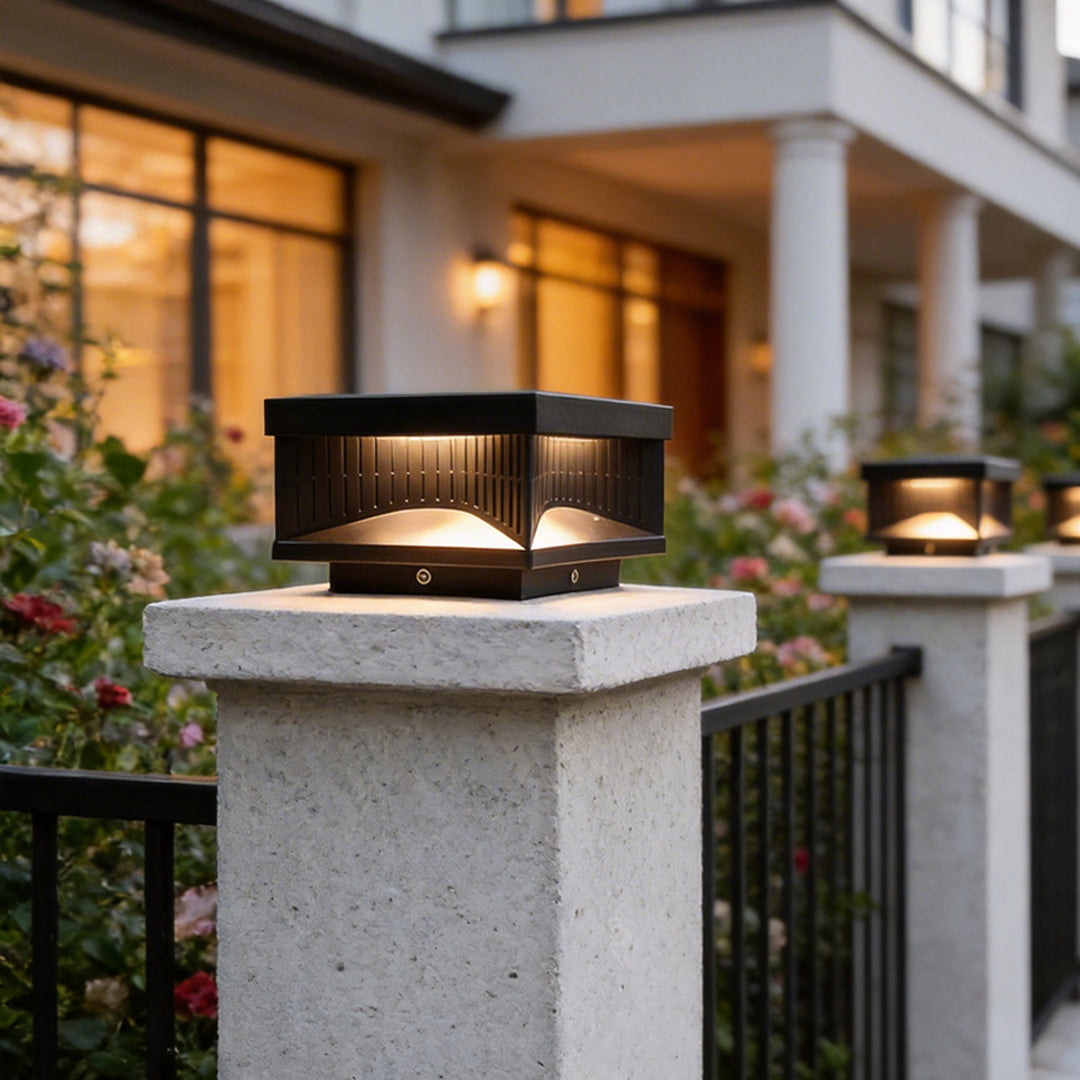 Square Outdoor Pillar Lights Stripe Decorative LED Light