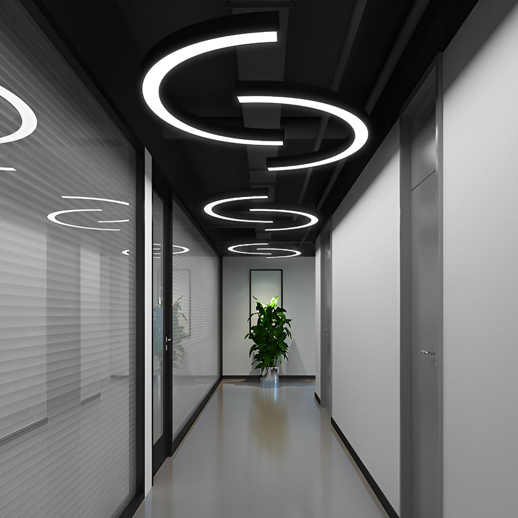 2-PCS C Shape Pendant Light Minimalist Arc Linear Commercial Light