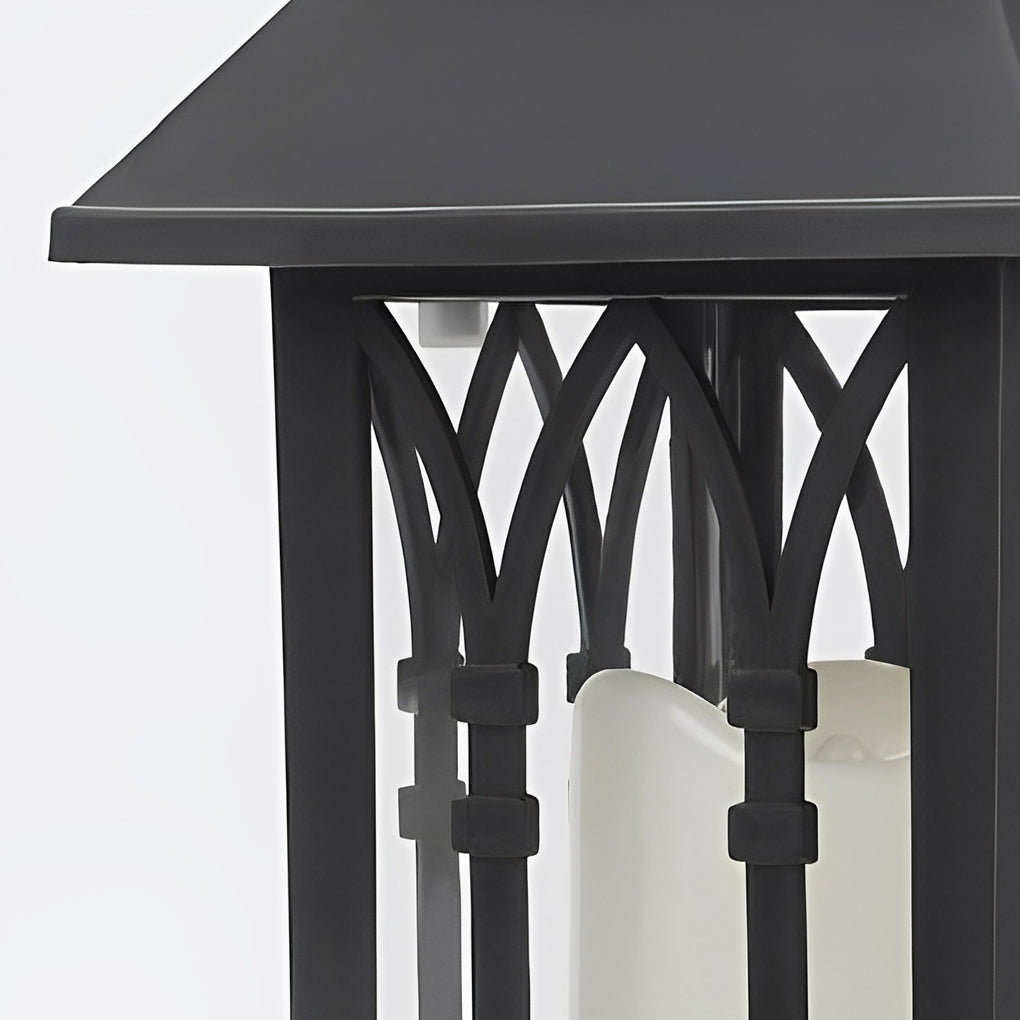 Candlestick Lantern Portable LED Black Solar Outdoor Lamp