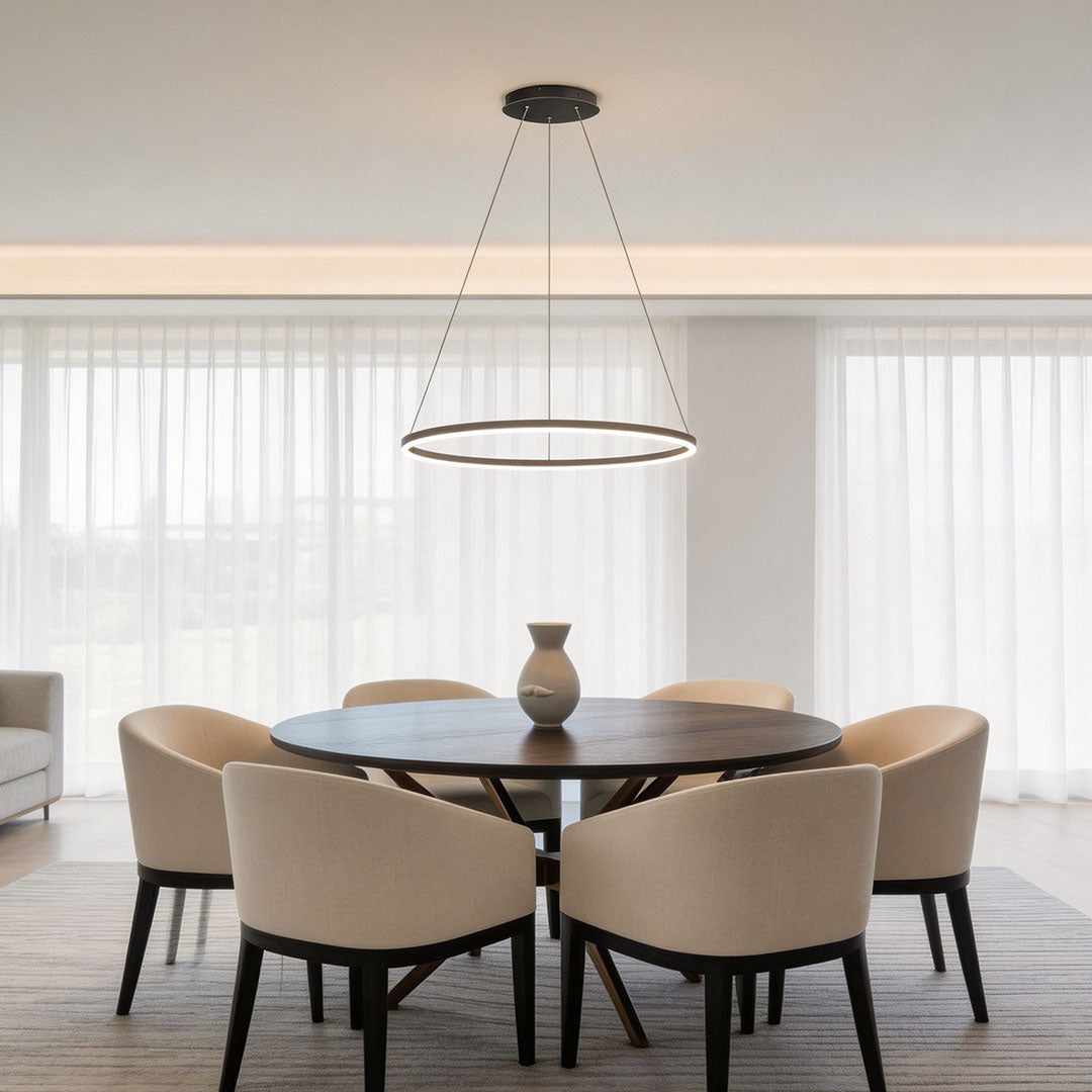Black LED Ring Chandelier Modern Aluminum Ceiling Light