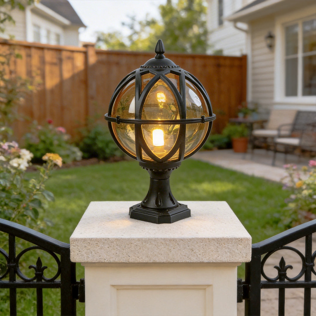 Globe Pillar Lights European Glass Waterproof Outdoor Lamp