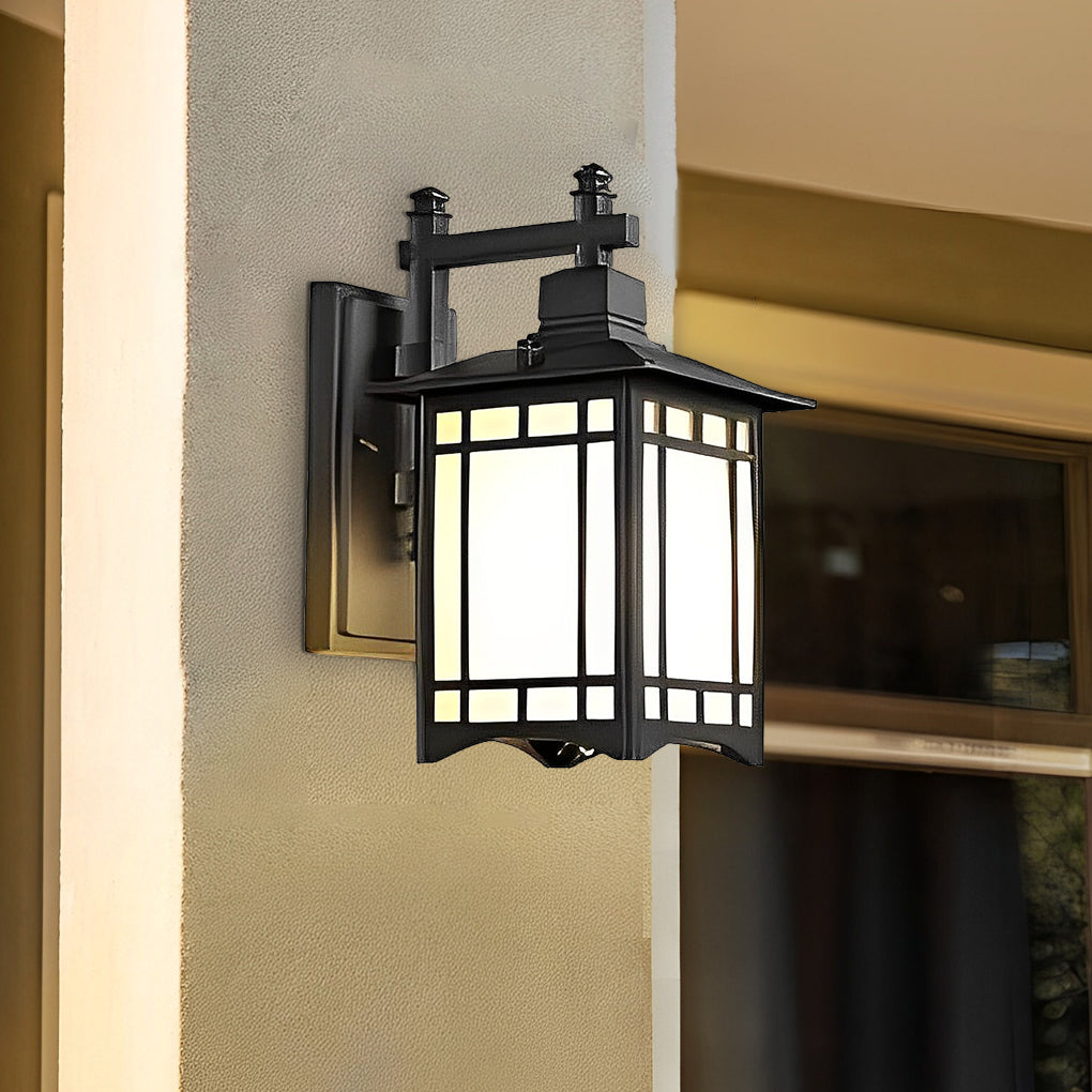 Lantern wall sconce retro LED die-cast aluminum glass lamp
