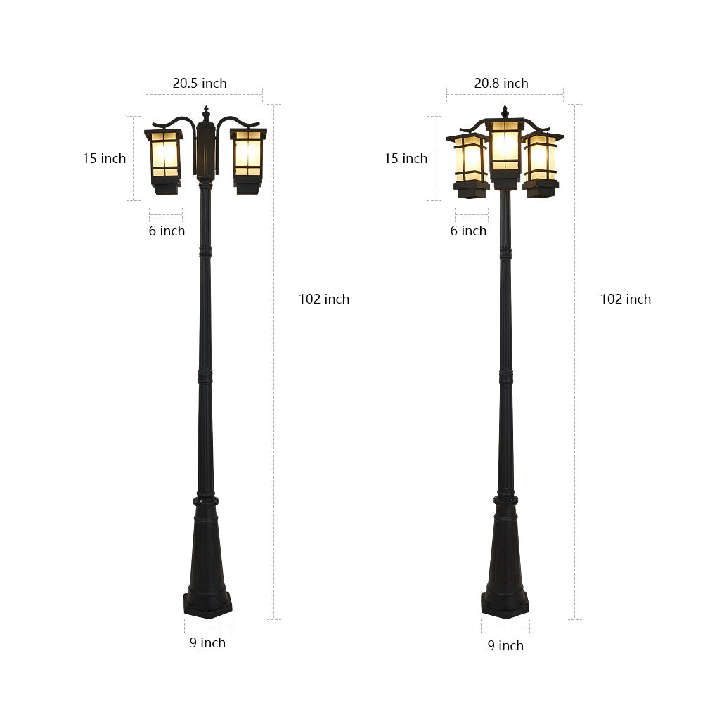 2 Head Outdoor Post Light Modern Black Waterproof Light
