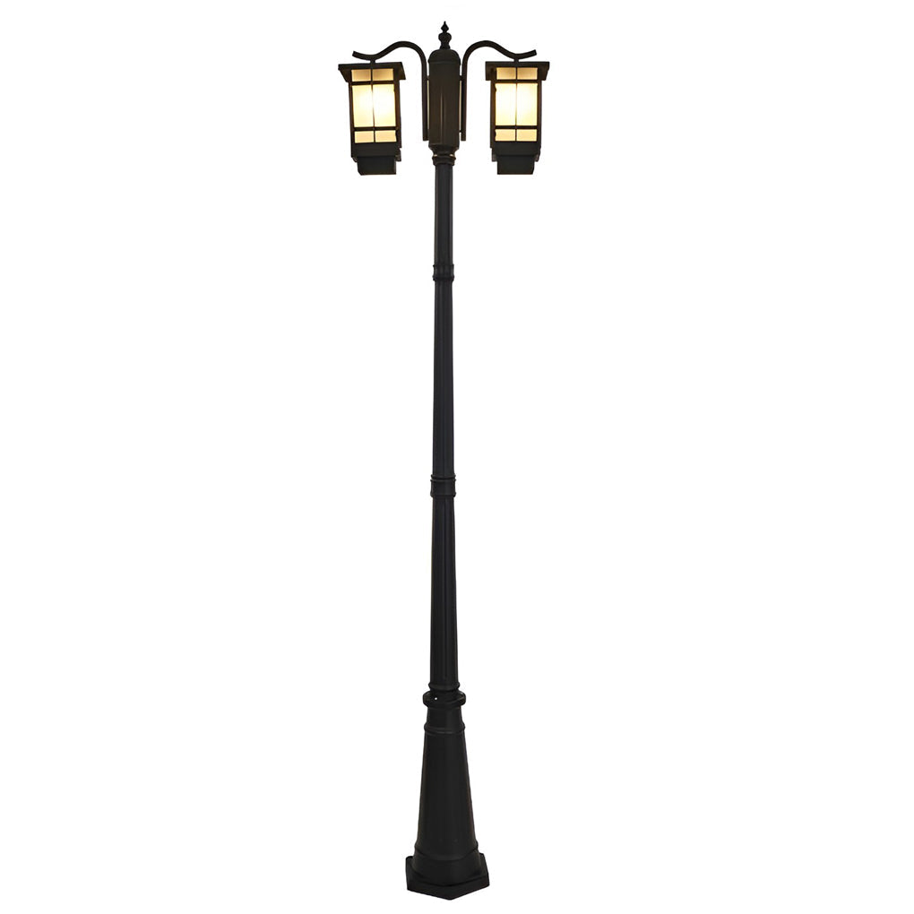 2 Head Outdoor Post Light Modern Black Waterproof Light
