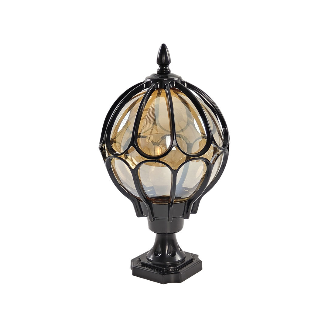 Outdoor Globe Pillar Lights Retro Glass Globe Copper Fence Post Light