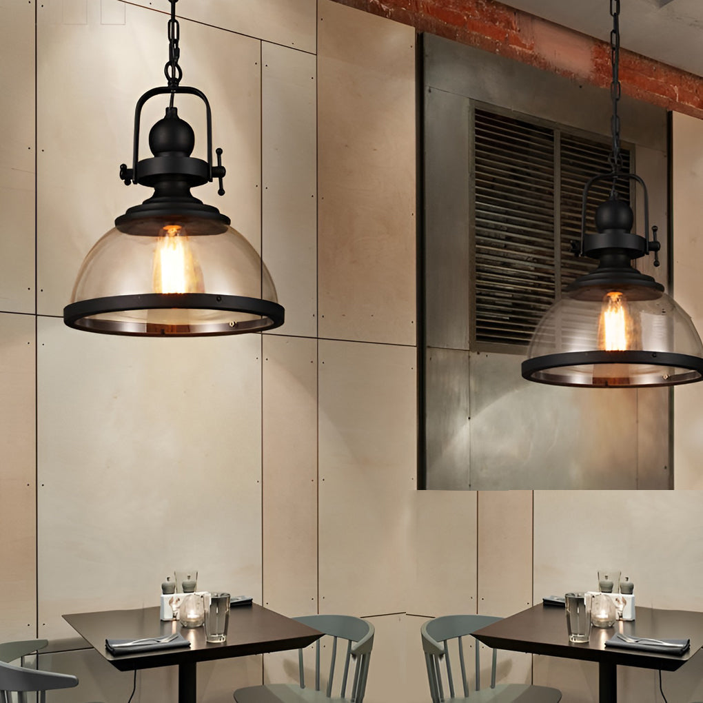 Clear Glass Pendant Lighting Retro Industrial Ceiling Light
