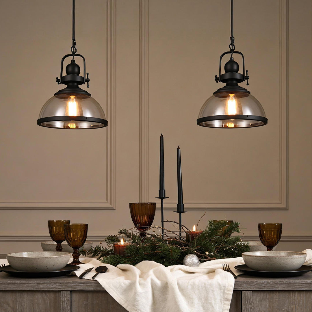 Clear Glass Pendant Lighting Retro Industrial Ceiling Light