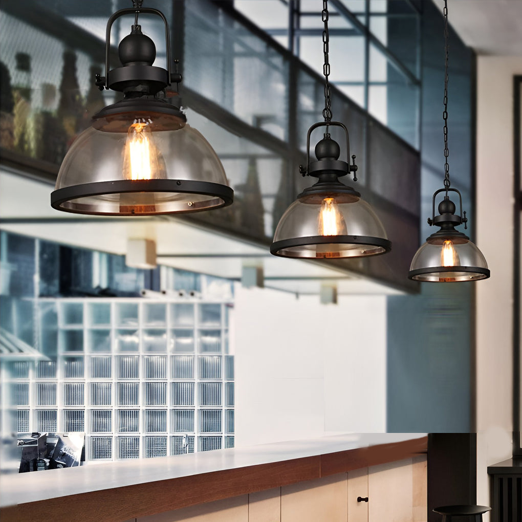 Clear Glass Pendant Lighting Retro Industrial Ceiling Light