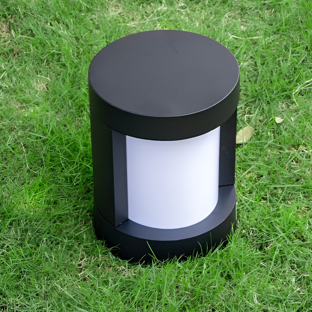 Bollard Landscape Lights Modern Black LED Cylindrical Light