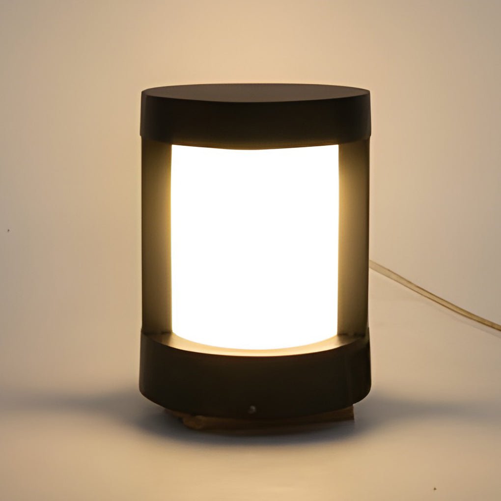 Bollard Landscape Lights Modern Black LED Cylindrical Light