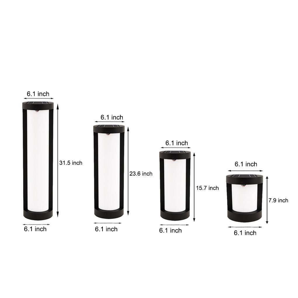 Bollard Landscape Lights Modern Black LED Cylindrical Light