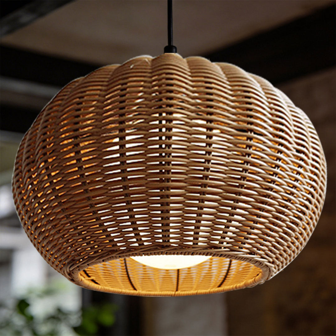 Rattan Outdoor Pendant Light Modern Waterproof Lights